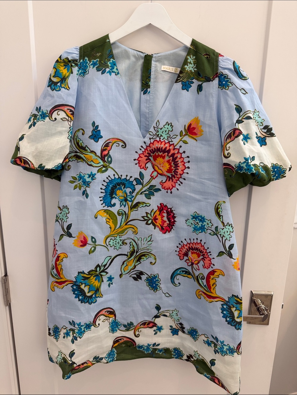 Marie Oliver Light Blue Floral Short-Sleeve Dress